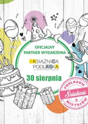 Tablica wisząca na łańcuchach z napisem informującym o zamknięciu agend Książnicy Podlaskiej w dniach 10–11 listopada, na tle regałów z książkami w bibliotece. Na dole widoczne logo Książnicy Podlaskiej im. Łukasza Górnickiego w Białymstoku.